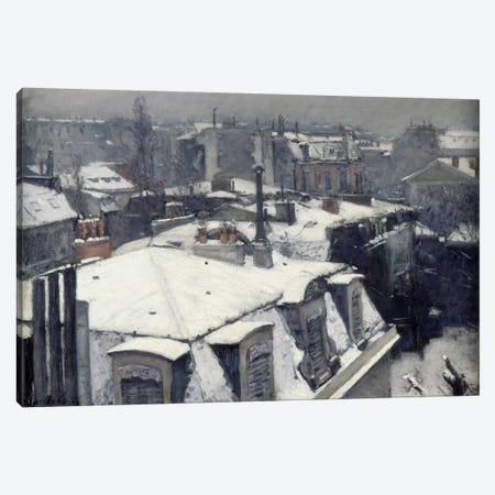 Rooftops in the Snow (Vue de Toits) Canvas Print #15017} by Gustave Caillebotte Canvas Artwork