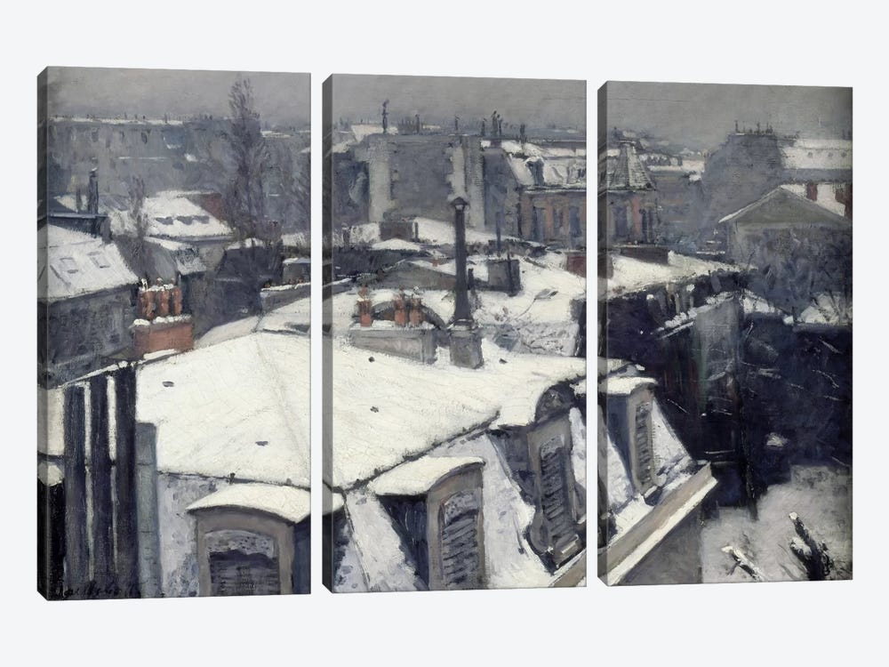 Rooftops in the Snow (Vue de Toits) 3-piece Canvas Wall Art