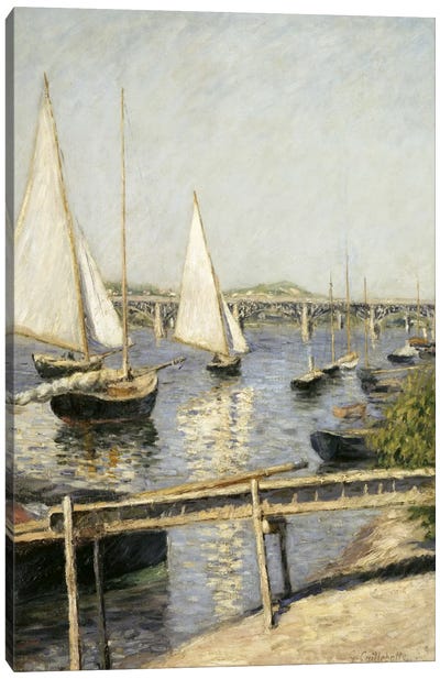 Sailing Boats at Argenteuil Canvas Art Print - Boat Art