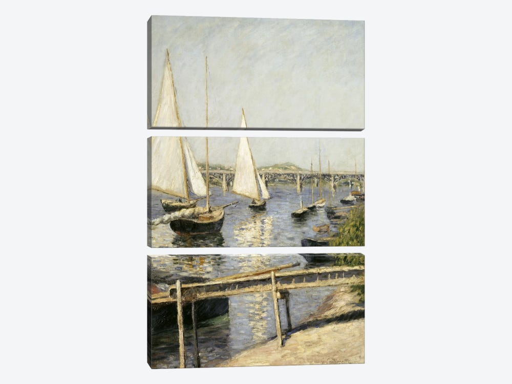 Sailing Boats at Argenteuil by Gustave Caillebotte 3-piece Canvas Art Print