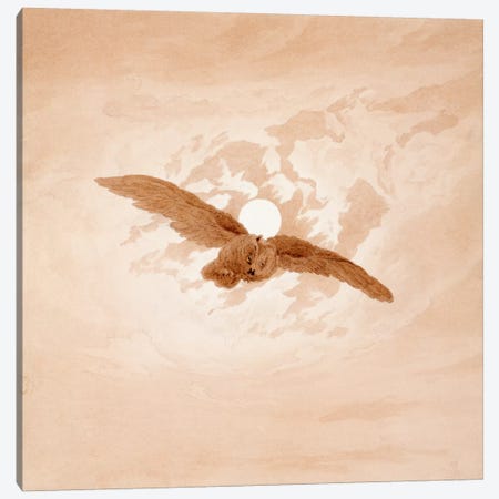 Owl Flying Against a Moonlit Sky Canvas Print #15040} by Caspar David Friedrich Canvas Wall Art