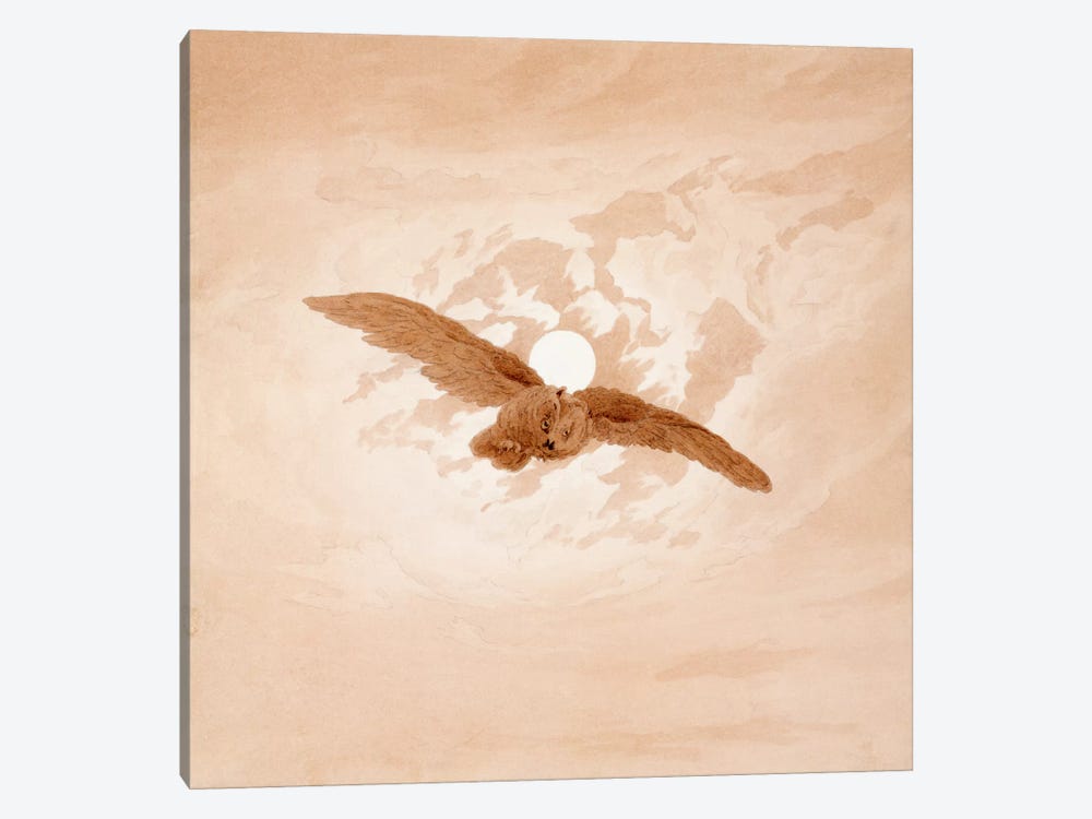 Owl Flying Against a Moonlit Sky by Caspar David Friedrich 1-piece Canvas Art