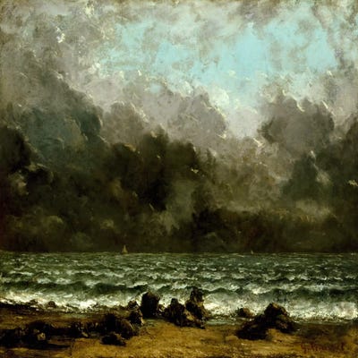 The Sea by Gustave Courbet framed canvas print