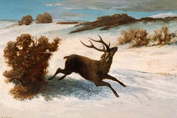 Gustave Courbet: Deer Running in the Snow by Gustave Courbet