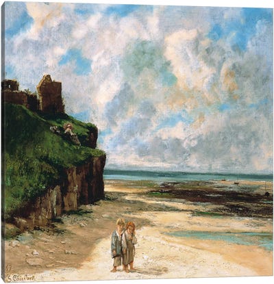 The Beach at Saint Aubin Sur Mer Canvas Art Print - Gustave Courbet