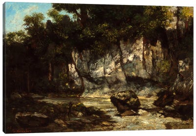 Landscape with Stag Canvas Art Print - Gustave Courbet
