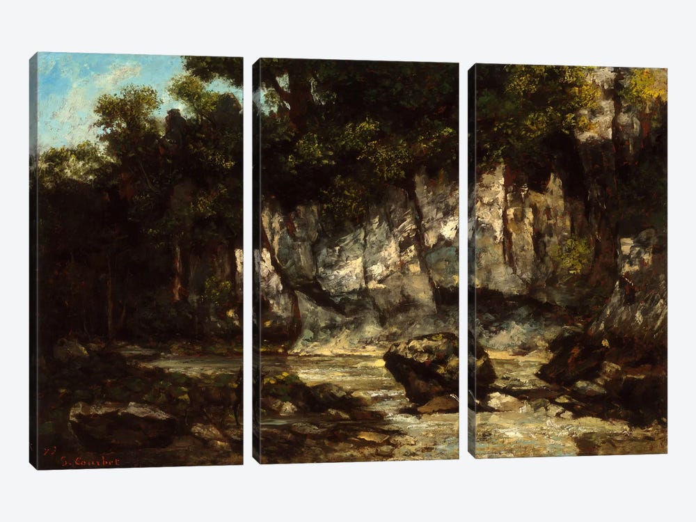 Landscape with Stag by Gustave Courbet 3-piece Canvas Art