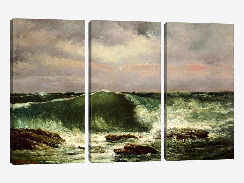 Waves by Gustave Courbet 3-piece Canvas Wall Art