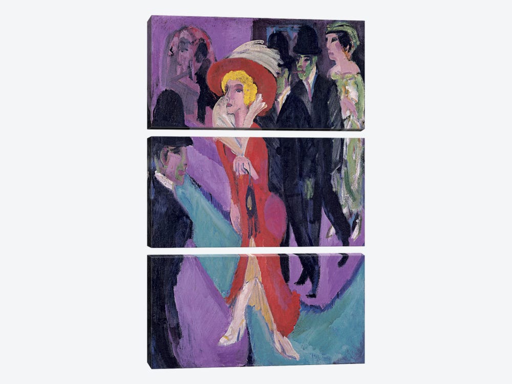 Street Hooker in Red by Ernst Ludwig Kirchner 3-piece Canvas Wall Art