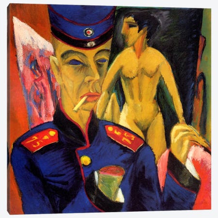 Self Portrait as a Soldier Canvas Print #15060} by Ernst Ludwig Kirchner Canvas Artwork