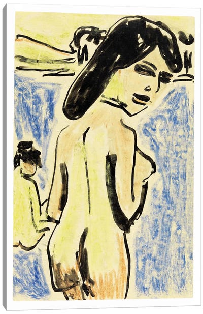 Bathers at the Moritzburg Lakes (1909) Canvas Art Print - Nude Art