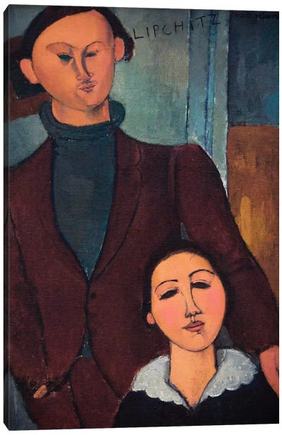 Portrait of Jaques and Bethe Lipchitz Canvas Art Print - Amedeo Modigliani