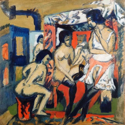 Nudes in a Studio by Ernst Ludwig Kirchner metal wall art