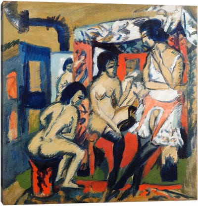 Nudes in a Studio Canvas Art Print - Ernst Ludwig Kirchner