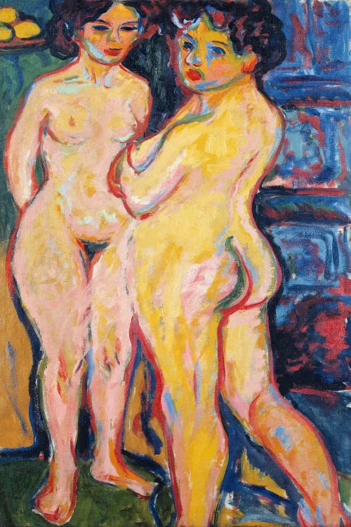 Nudes Standing by a Stove by Ernst Ludwig Kirchner wall art
