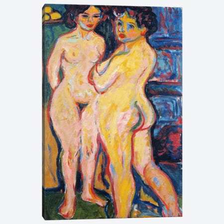 Nudes Standing by a Stove Canvas Print #15071} by Ernst Ludwig Kirchner Canvas Print