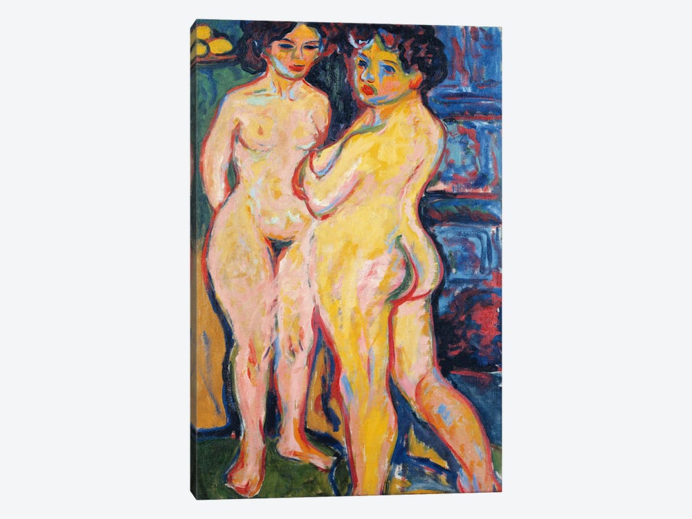 Nudes Standing by a Stove by Ernst Ludwig Kirchner 1-piece Canvas Art