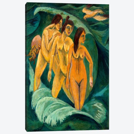Three Bathers Canvas Print #15074} by Ernst Ludwig Kirchner Canvas Artwork