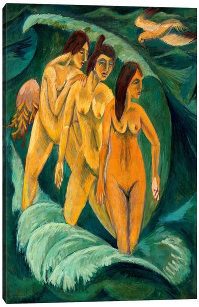 Three Bathers Canvas Art Print - Ernst Ludwig Kirchner