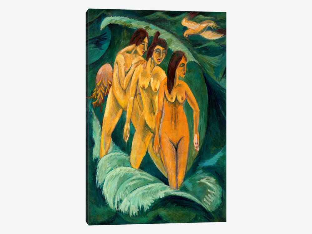 Three Bathers by Ernst Ludwig Kirchner 1-piece Canvas Art Print