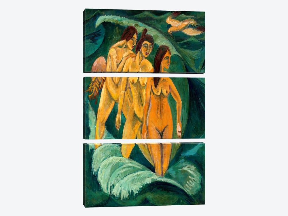 Three Bathers by Ernst Ludwig Kirchner 3-piece Canvas Art Print