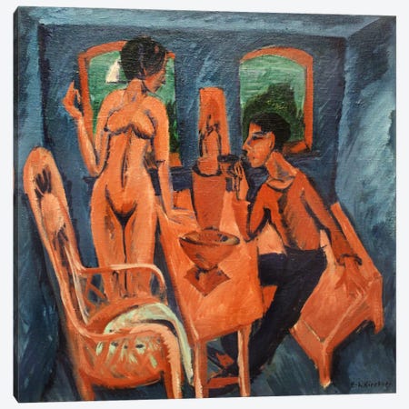 Tower Room - Self Portrait with Erna Canvas Print #15075} by Ernst Ludwig Kirchner Canvas Artwork