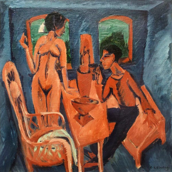 Expressionism: Tower Room - Self Portrait with Erna by Ernst Ludwig Kirchner