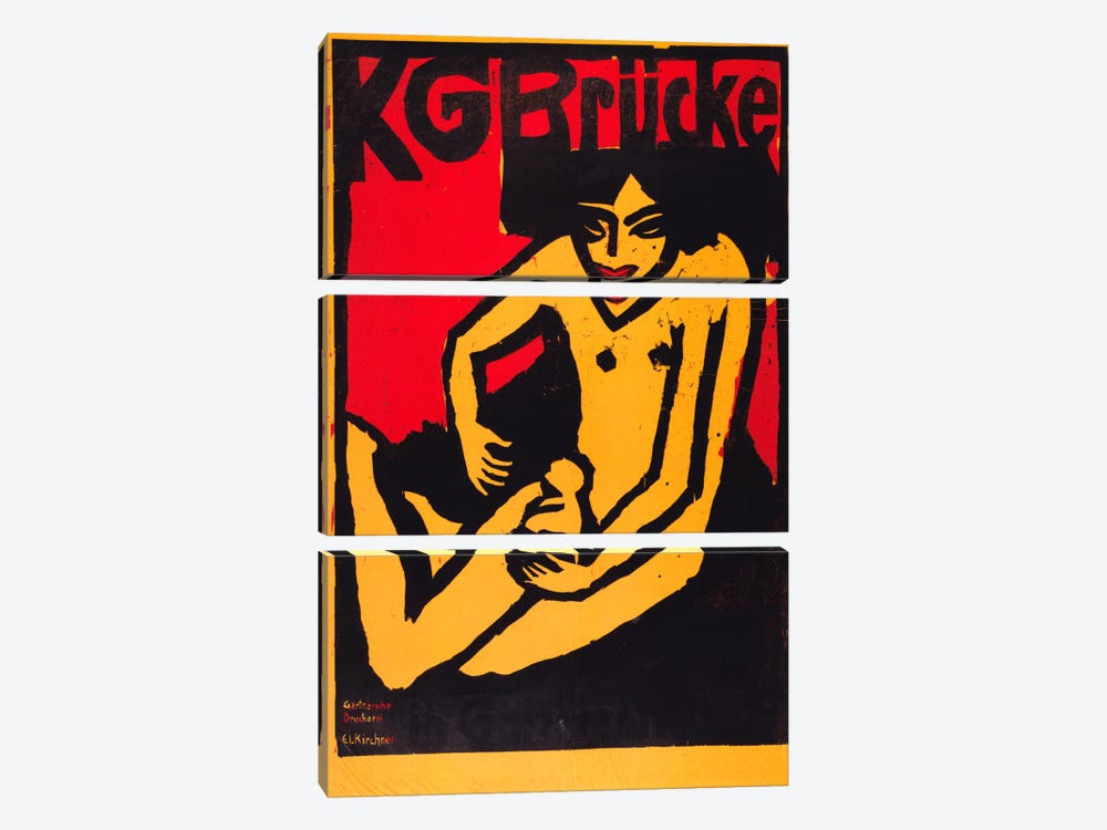 KG Bridge (Exhibition Poster) by Ernst Ludwig Kirchner 3-piece Canvas Print