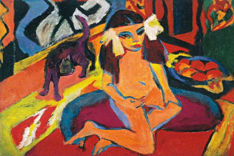 Girl with Cat by Ernst Ludwig Kirchner wall art