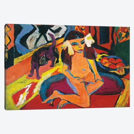 Girl with Cat Canvas Print #15081} by Ernst Ludwig Kirchner Canvas Art