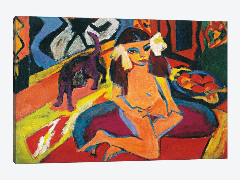 Girl with Cat by Ernst Ludwig Kirchner 1-piece Art Print