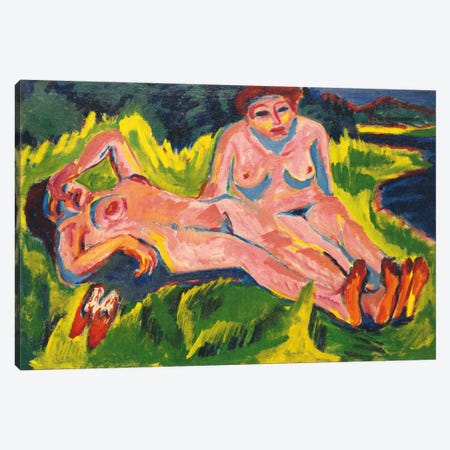 Two Pink Nudes on the Lake Canvas Print #15083} by Ernst Ludwig Kirchner Canvas Artwork