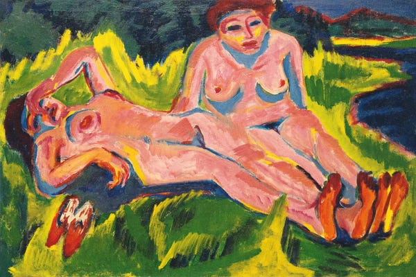Expressionism: Two Pink Nudes on the Lake by Ernst Ludwig Kirchner