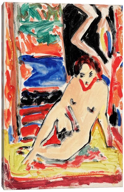 Kirchnernude Girl Canvas Art Print - Expressionism Art