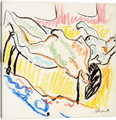 Amorous, Naked Couple Canvas Art Print - Ernst Ludwig Kirchner