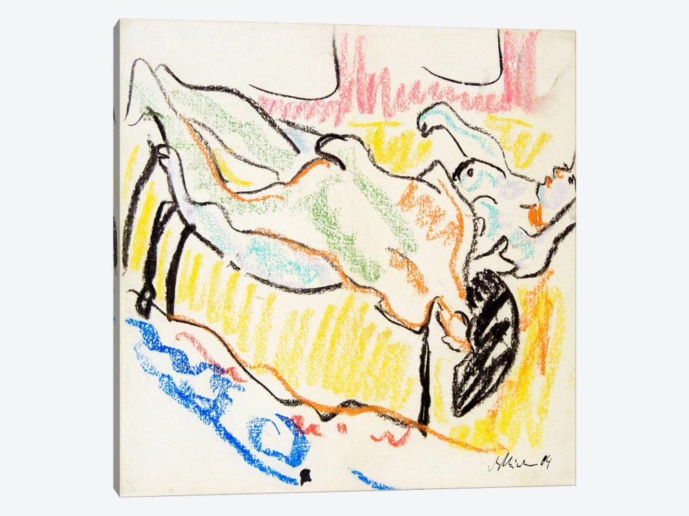 Amorous, Naked Couple by Ernst Ludwig Kirchner 1-piece Canvas Art