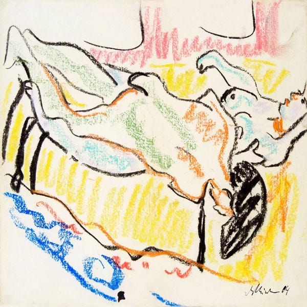 Expressionism: Amorous, Naked Couple by Ernst Ludwig Kirchner