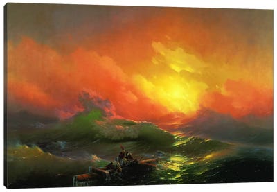 The Ninth Wave Canvas Art Print - Lake & Ocean Sunrise & Sunset Art