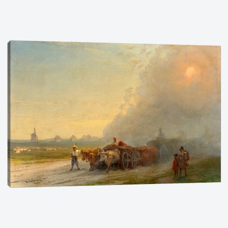Ox-Carts in the Ukrainian Steppe Canvas Print #15090} by Ivan Aivazovsky Art Print