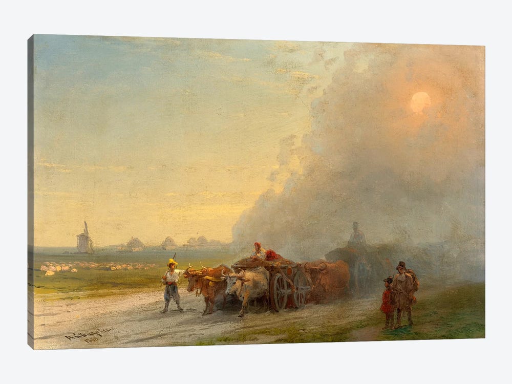 Ox-Carts in the Ukrainian Steppe by Ivan Aivazovsky 1-piece Canvas Print