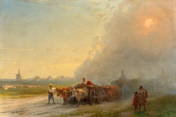 Yaks: Ox-Carts in the Ukrainian Steppe by Ivan Aivazovsky