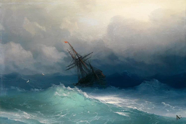 Ship on a Stormy Seas by Ivan Aivazovsky wall art