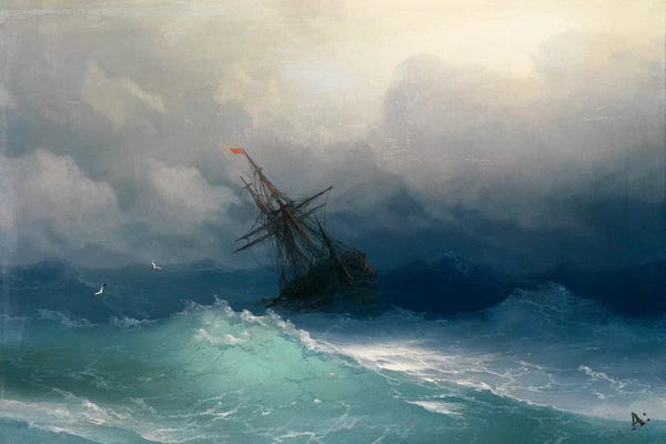 Astral Blue: Ship on a Stormy Seas by Ivan Aivazovsky