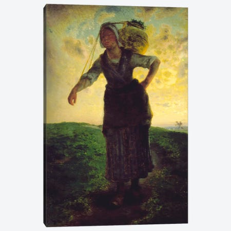 A Norman Milkmaid at Greville, 1871 Canvas Print #15097} by Jean-Francois Millet Canvas Wall Art