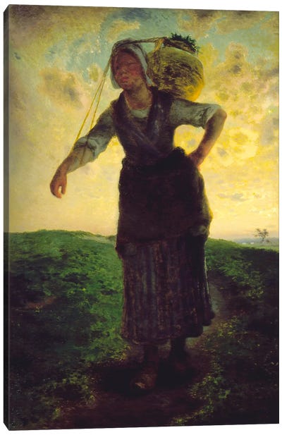 A Norman Milkmaid at Greville, 1871 Canvas Art Print - Realism Art