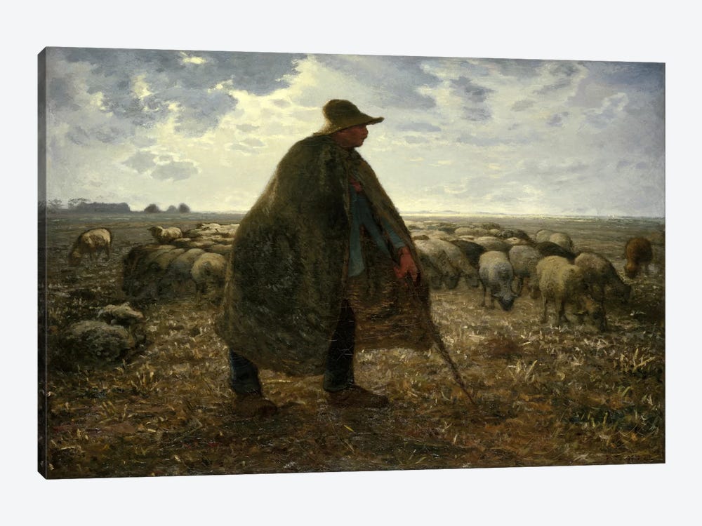 Shepard Tending His Flock by Jean-Francois Millet 1-piece Canvas Art