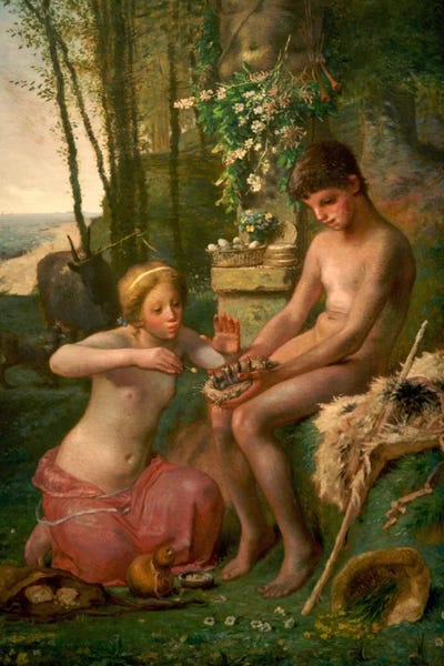 Jean-Francois Millet: Spring (Daphnis and Chloe) by Jean-Francois Millet