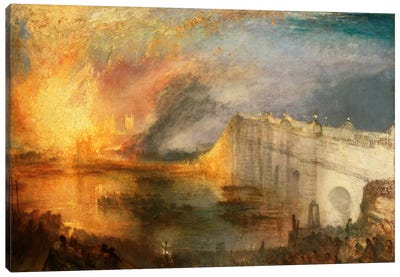 Burning of the Houses of Parliament Canvas Art Print - By Water