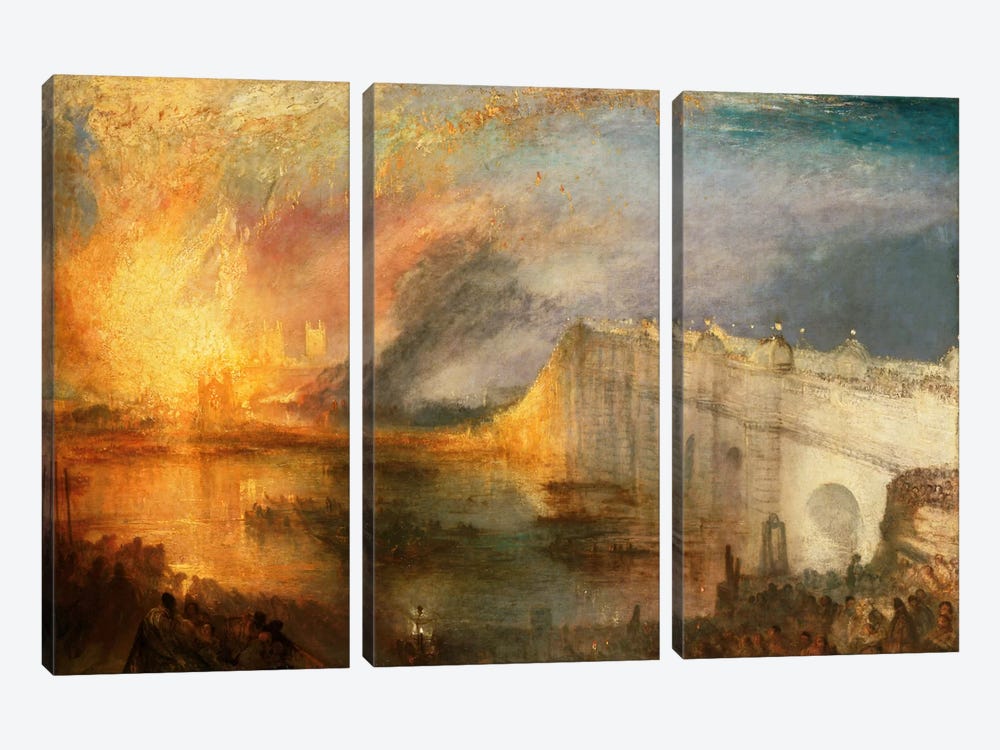 Burning of the Houses of Parliament by J.M.W. Turner 3-piece Canvas Art Print
