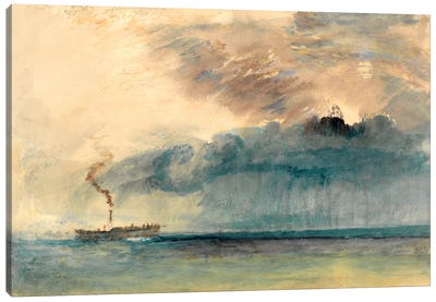 A Paddle Steamer in a Storm Canvas Art Print - J.M.W. Turner